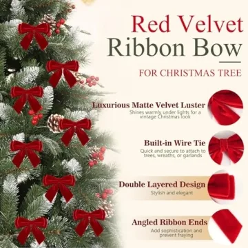 Handmade Velvet Bows for Christmas Tree Decorations