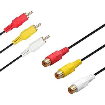 Audio Video Extension Cable - Gold Plated 3 RC-A Male to Female