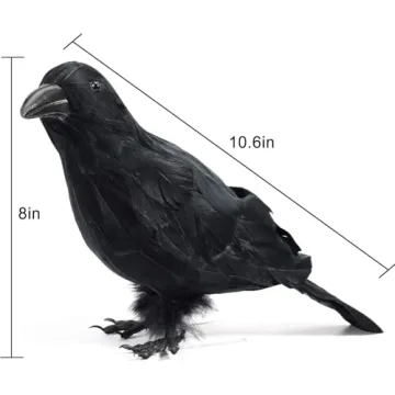 MyoGrip Halloween Decorations 2 PCS Realistic Crows Halloween Decor Birds Black Feathered Crows - Halloween Ravens Prop Decor Outdoor Indoor Party Decoration, Crow Decor, Raven Decor (Black)