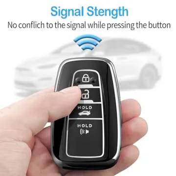 Autophone Compatible with Toyota Key Fob Cover with Keychain Fit For 2020-2022 Highlander Prius Corolla 2018-2024 Camry RAV4 Avalon C-HR GT86 (Silver)