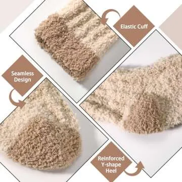 Tavaleu Women's Fuzzy & Fluffy Cozy Socks - Warm, Soft, Slipper & Sleeping Socks for Winter