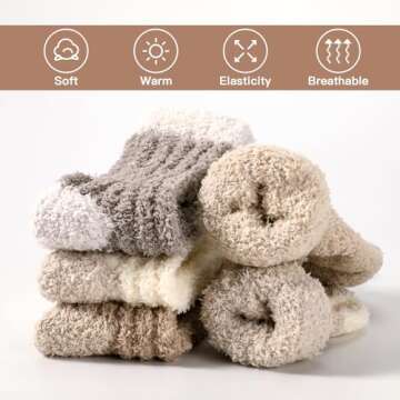 Tavaleu Women's Fuzzy & Fluffy Cozy Socks - Warm, Soft, Slipper & Sleeping Socks for Winter