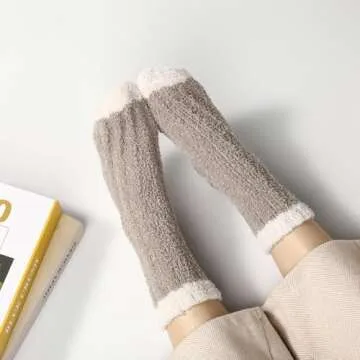 Tavaleu Women's Fuzzy & Fluffy Cozy Socks - Warm, Soft, Slipper & Sleeping Socks for Winter