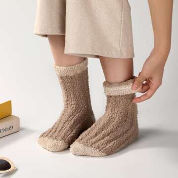 Tavaleu Women's Fuzzy & Fluffy Cozy Socks - Warm, Soft, Slipper & Sleeping Socks for Winter