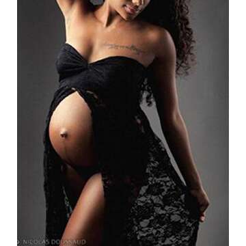 Women's Maternity Dress for Photoshoot Baby Shower Photography Off Shoulder Dress Pregnancy Sleeveless Split Chiffon Maxi Dress