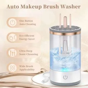 Electric Makeup Brush Cleaner, Quick Efficient Machine for Deep Cleaning All Types of Brushes, Porta...