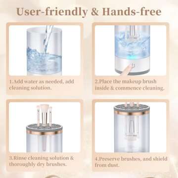 Electric Makeup Brush Cleaner, Quick Efficient Machine for Deep Cleaning All Types of Brushes, Portable Compact Design for Travel Home Use, for Makeup Lovers & Professionals - White