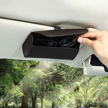 Accmor Glasses Holder for Car Sun Visor, 2 Pack Vehicle Sunglasses Holders Case with Hidden Magnetic Closure, Universal Fit Leather Auto Eyeglasses Organizer Box Eyeglass Hanger Clip Car Accessories