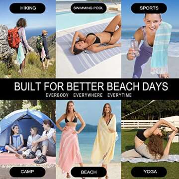 Antfuny 2 Packs Turkish Beach Towels Quick Dry Sand Free Oversized Bath Pool Swim Towel Extra Large ...