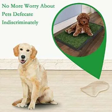LOMANTOWN Dog Potty Tray Indoor Outdoor Dog Grass Pad with Tray Washable Pee Pad for Dogs, 3 Layered System Dog Litter Box for Puppy Training (30 x 20 Grass with Tray)