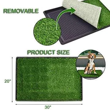 LOMANTOWN Dog Potty Tray Indoor Outdoor Dog Grass Pad with Tray Washable Pee Pad for Dogs, 3 Layered System Dog Litter Box for Puppy Training (30 x 20 Grass with Tray)