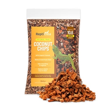 ReptiCasa Organic Coconut Chips Substrate Clean & Ready to Use for Reptiles, Snake, Tortoise, and Am...