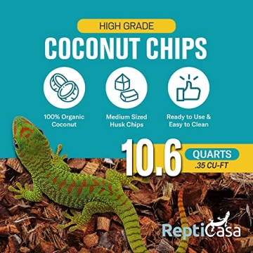 ReptiCasa Organic Coconut Chips for Reptiles - 10.6 Quarts