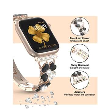 Wearlizer Compatible with Apple Watch Band Women 38mm 40mm 41mm 42mm 44mm 45mm 49mm, Bling Diamond Dressy Jewelry Metal Bracelet Wristband Strap for iWatch Ultra 2 SE Ultra Series 9 8 7 6 5 4 3 2 1