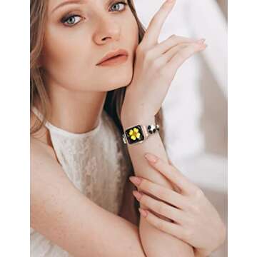 Wearlizer Compatible with Apple Watch Band Women 38mm 40mm 41mm 42mm 44mm 45mm 49mm, Bling Diamond Dressy Jewelry Metal Bracelet Wristband Strap for iWatch Ultra 2 SE Ultra Series 9 8 7 6 5 4 3 2 1