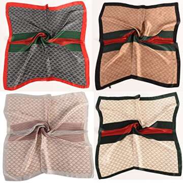 FYLuoke 4 Pcs 27.5 Inch Head Scarf Silk Bandana Satin Hair Scarf Square Neck Scarf for Women Girls (...