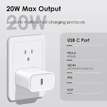 20W iPhone Fast Charger with 10FT Cable for Quick Charging