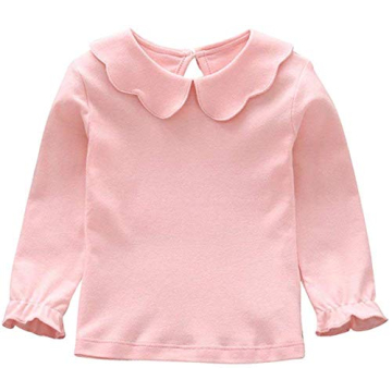 Charming Baby Girl Doll Collar T-Shirt - Long Sleeves, Pink (2-3T)