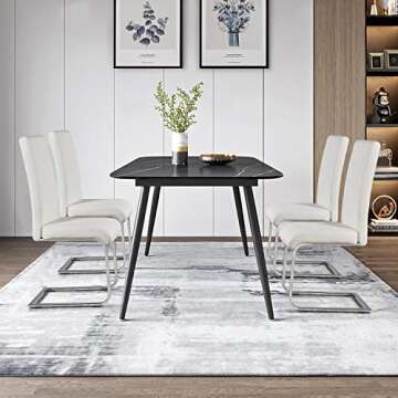 YAHEETECH 4pcs Dining Chairs - Stylish PU Leather Adjustable Seating