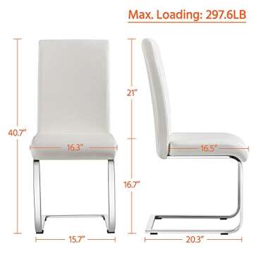 YAHEETECH Modern White Dining Chairs Set of 4