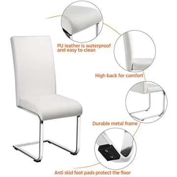 YAHEETECH Modern White Dining Chairs Set of 4