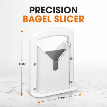 Cheer Collection Guillotine Style Bagel Slicer with Safety Shield - Sharp Serrated Stainless Steel Blade for Cutting Bagels - Fits Bagels up to 2" Thick and 4.5" Diameter…