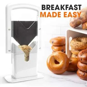 Cheer Collection Guillotine Style Bagel Slicer with Safety Shield - Sharp Serrated Stainless Steel Blade for Cutting Bagels - Fits Bagels up to 2" Thick and 4.5" Diameter…