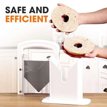 Cheer Collection Guillotine Style Bagel Slicer with Safety Shield - Sharp Serrated Stainless Steel Blade for Cutting Bagels - Fits Bagels up to 2" Thick and 4.5" Diameter…
