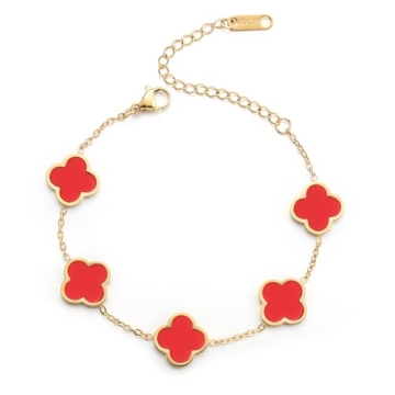 18K Gold Plated Clover Lucky Bracelet - Elegant Van Cleef Dupe for Women