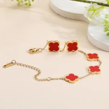 18K Gold Plated Clover Lucky Bracelet Van Cleef Dupe