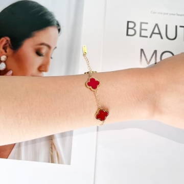 18K Gold Plated Clover Lucky Bracelet Van Cleef Dupe