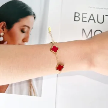 18K Gold Plated Clover Lucky Bracelet Van Cleef Dupe