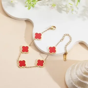 18K Gold Plated Clover Lucky Bracelet Van Cleef Dupe