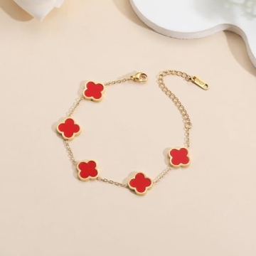 18K Gold Plated Clover Lucky Bracelet Van Cleef Dupe