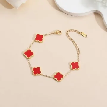 18K Gold Plated Clover Lucky Bracelet Van Cleef Dupe