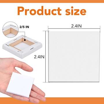 ESRICH Mini Stretched Canvas 20Pack 2.4x2.4inch, 2/5''Profile Art Primed Canvases for Painting, Cott...