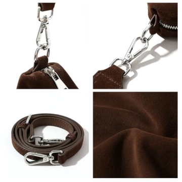 Genuine Leather Suede Hobo Bags for Women, New Brown Suede Handbag Retro Slouchy Suede Tote Bag Shoulder Crossbody Bag (Brown-New)