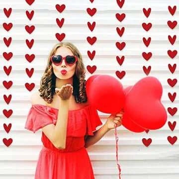 Red Valentines Day Heart Garland - Perfect for Romantic Occasions