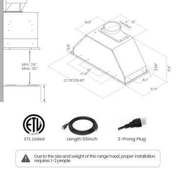 JOCO Built-in Range Hood 900 CFM - Stylish Kitchen Essential