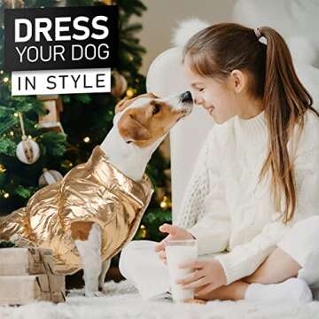 AOFITEE Dog Coat, Waterproof Dog Jacket, Winter Dog Coats for Small Dogs, Fleece Dog Snowsuit Warm Dog Puffer Jacket, Cozy Pet Winter Vest, Dog Cold Weather Coats for Small Medium Dogs, Gold, M