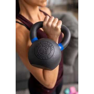 Kettlebell Kings 70lb Cast Iron Weight - Powder Coated Kettle Bell for Strength Training for Men and Women - Durable Gym Equipment for Home Workouts - Easy Grip Handle