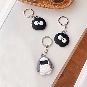 Yatchen Cute Silicone Case for AirTag Finder, Cool Fun 3D Cartoon Briquettes Design Anti-Scratch Cover with Keychain Tracker Bluetooth Skin Protector Cover for AirTags 2021 (Briquettes, 1 Pack)