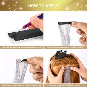 EHDIS Hair Extension Tape Tabs with Glue Remover Tool and Tweezers