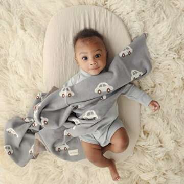 Bleu La La Knit Baby Blanket for Girls and Boys 100% Cotton Buttery Soft Cozy Receiving Swaddle Crib...