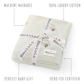 Bleu La La Knit Baby Blanket for Girls and Boys 100% Cotton Buttery Soft Cozy Receiving Swaddle Crib Stroller Blanket for Shower Gift Registry for Newborns, Infants, Toddlers (Cars - Cream)