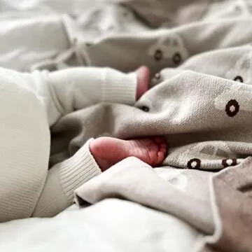 Bleu La La Knit Baby Blanket for Girls and Boys 100% Cotton Buttery Soft Cozy Receiving Swaddle Crib Stroller Blanket for Shower Gift Registry for Newborns, Infants, Toddlers (Cars - Cream)