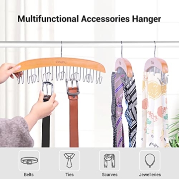 Ohuhu Wooden Belt Hanger Organizer for Closet Storage
