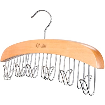Ohuhu Wooden Belt Hanger Organizer for Closet Storage
