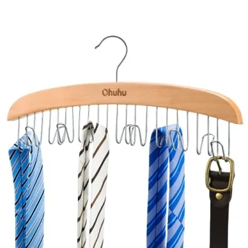 Ohuhu Wooden Belt Hanger Organizer for Closet Storage