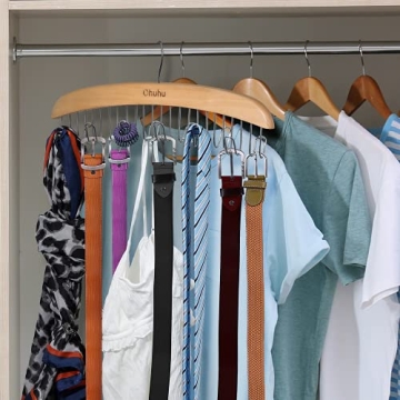 Ohuhu Wooden Belt Hanger Organizer for Closet Storage